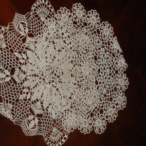 2 Vintage Ecru14" Round Doilies. No Tears/Stains  Good Preowned Condition